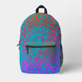Sac À Dos Imprimé Fleurs orange violet et fond bleu doux (Recto)
