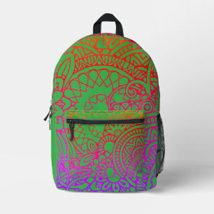 Sac À Dos Imprimé Fleurs orange violet et fond vert clair
