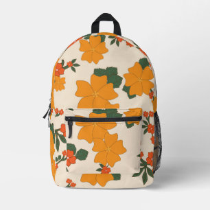 Sac À Dos Imprimé Fleurs Oranges, Motif Floral, Motif De Fleurs