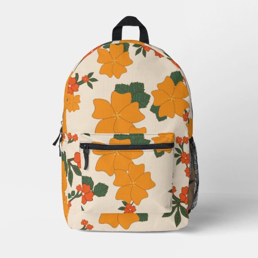 Sac À Dos Imprimé Fleurs Oranges, Motif Floral, Motif De Fleurs (Recto)