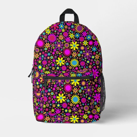 Sac À Dos Imprimé Fleurs psychédéliques dynamiques en Bloom-67566 (Recto)