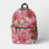 Sac À Dos Imprimé Fleurs rose Monogramme Cool Floral Design Moderne (Recto)