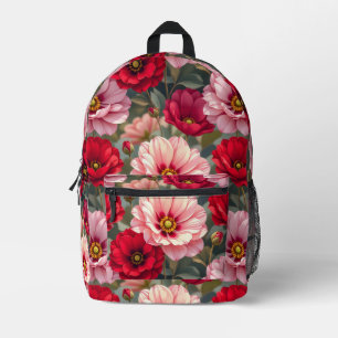 Sac À Dos Imprimé Fleurs roses, rouges et mauves