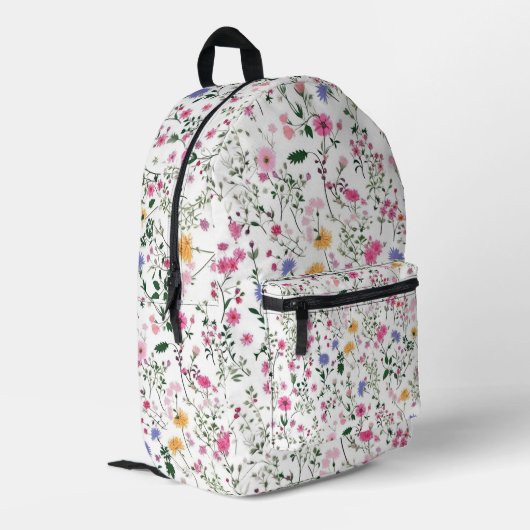 Sac À Dos Imprimé Fleurs sauvages D'Été En Blanc (Coin arrière gauche)