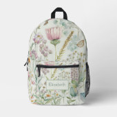 Sac À Dos Imprimé Fleurs sauvages Eucalyptus Monogramme Nom Initiale (Recto)