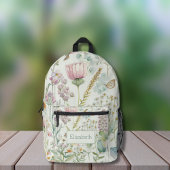 Sac À Dos Imprimé Fleurs sauvages Eucalyptus Monogramme Nom Initiale