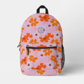 Sac À Dos Imprimé Fleurs sauvages modernes rose orange Ajouter logo  (Recto)