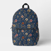 Sac À Dos Imprimé Fleurs sauvages simples brodées sur fond de denim (Recto)