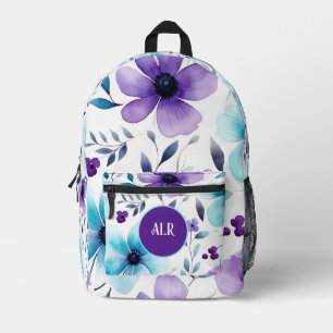 Sac À Dos Imprimé Fleurs sauvages violettes et bleues