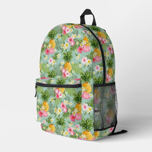 Sac À Dos Imprimé Fleurs tropicales et ananas (Coin arrière droit)