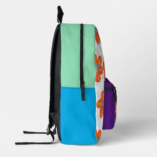 Sac À Dos Imprimé Fleurs violettes orange jaune (Gauche)