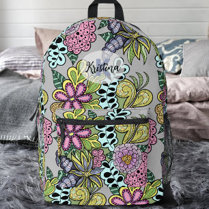 Sac À Dos Imprimé Fleurs Whimsical colorées et Botanique Feuille