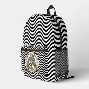 Sac À Dos Imprimé Fleurs Zèbre Noir Blanc Verre Grandes Psychédéliqu