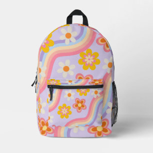 Sac À Dos Imprimé Floral arc-en-ciel rétro