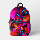 Sac À Dos Imprimé Floral moderne Art Abstrait Rouge Bleu Motif #07 (Recto)