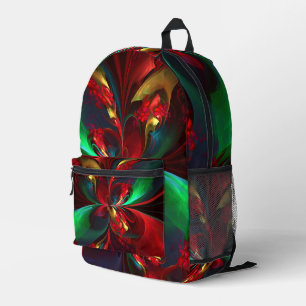 Sac À Dos Imprimé Floral moderne Art Abstrait Rouge Vert Motif #11