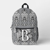 Sac À Dos Imprimé Floral Monogram "B" Black and White Tattoo Flowers (Recto)