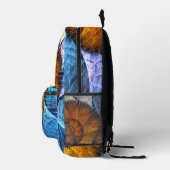 Sac À Dos Imprimé Floral Orange Bleu Jaune Art Abstrait (Droite)