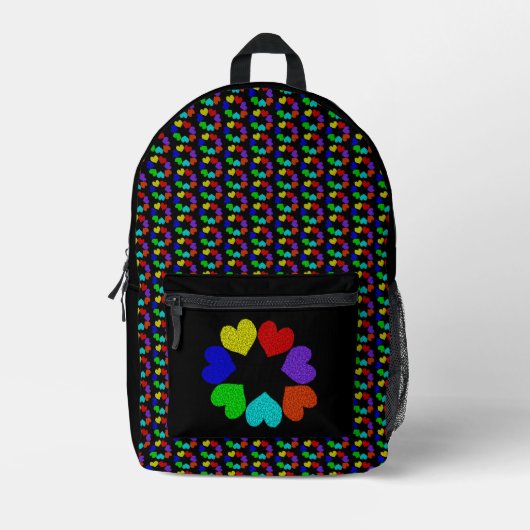 Sac À Dos Imprimé Floral Rainbow Love Hearts (Recto)