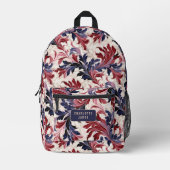 Sac À Dos Imprimé Floral rouge moderne Nom personnalisé (Recto)