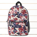 Sac À Dos Imprimé Floral rouge moderne Nom personnalisé<br><div class="desc">Le sac à dos moderne rouge bleu floral personnalisé présente un motif floral moderne en marbre rouge et bleu avec votre nom,  monogramme ou texte personnalisé. Parfait pour l'école,  le sport,  la salle de sport,  les voyages et plus encore. Conçu par ©Evco Studio www.zazzle.com/store/evcostudio</div>