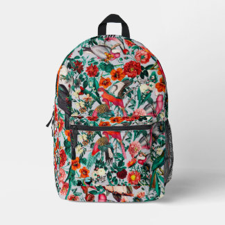 SAC À DOS IMPRIMÉ FLORALE ET OISEAUX XIV-II