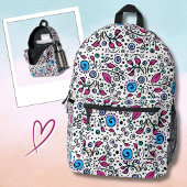 Sac À Dos Imprimé Flower Pattern blue Swirl Berry on White - 