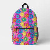 Sac À Dos Imprimé Flower Power Happy Hippie Boho (Recto)