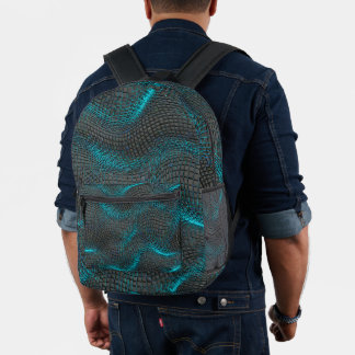 Sac À Dos Imprimé Fond de Charbon avec Accents de Vague de Teal