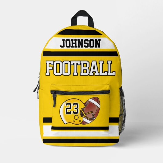 Sac À Dos Imprimé Football Jaune - Modifiable (Recto)