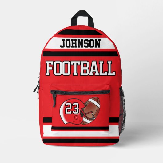 Sac À Dos Imprimé Football Rouge - Modifiable (Recto)