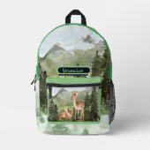 Sac À Dos Imprimé  Forêt de cerfs à l'aquarelle  (Recto)