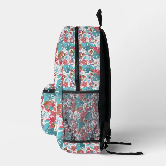 Sac À Dos Imprimé Forêt tropicale avec Monstera Feuilles & Fleurs (Droite)