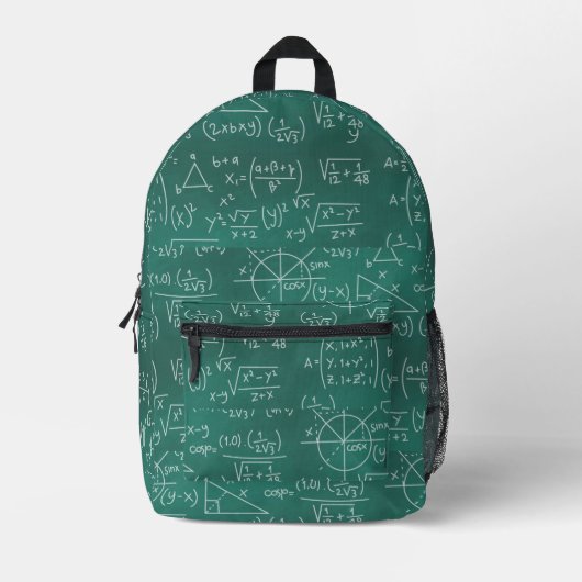 Sac À Dos Imprimé Formules mathématiques Geek vert (Recto)