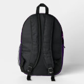 Sac À Dos Imprimé fractale moderne en noir et violet (Verso)