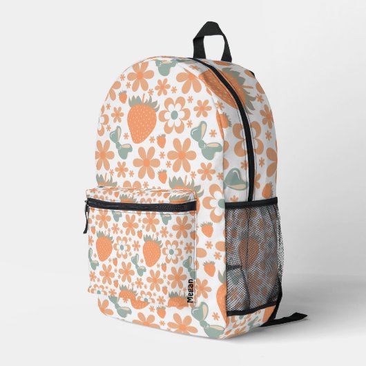 Sac À Dos Imprimé Fraises et fleurs rétro mignonnes (Coin arrière droit)