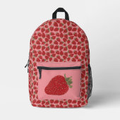 Sac À Dos Imprimé Fraises rouges mûres sur motif rose (Recto)