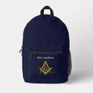 Sac À Dos Imprimé Franc-Maçon Masonic Navy Blue Carré Compas
