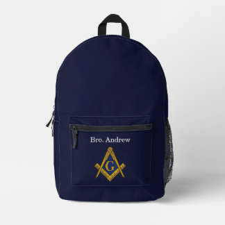 Sac À Dos Imprimé Freemason Masonic Navy Blue Square Compass