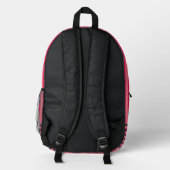 Sac À Dos Imprimé Fuchsia noir Art Deco Chevron Stripe Monogramme (Verso)