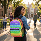 Sac À Dos Imprimé Fun Monogram Customizable Rainbow Stripes