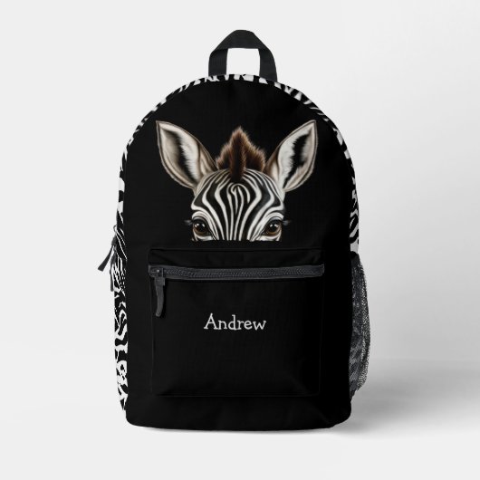 Sac À Dos Imprimé Funny Peeking Zebra (Recto)