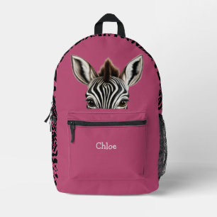 Sac À Dos Imprimé Funny Peeking Zebra rose