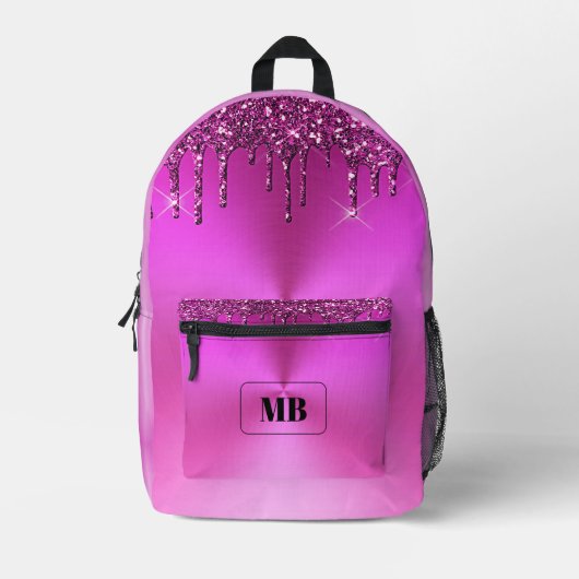 Sac À Dos Imprimé Fuschia Metallic Parties scintillant Drip Monogram (Recto)