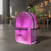 Sac À Dos Imprimé Fuschia Metallic Parties scintillant Drip Monogram