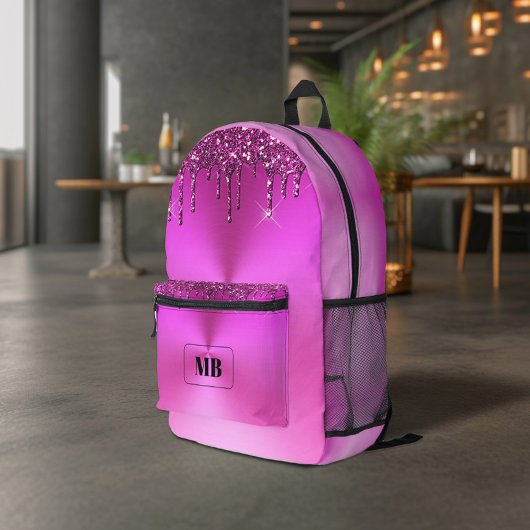 Sac À Dos Imprimé Fuschia Pailleté Goutte à Goutte Monogrammé