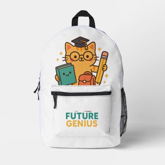 Sac À Dos Imprimé Future Genius - Cute Cat avec Essentials de l'écol (Recto)