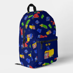 Sac À Dos Imprimé Garçons Camions Poubelles Peints Monogramme