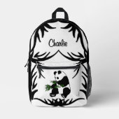 Sac À Dos Imprimé Géant Panda Noir et Blanc Mange du Bambou Nom (Recto)