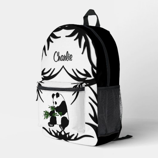 Sac À Dos Imprimé Géant Panda Noir et Blanc Mange du Bambou Nom (Coin arrière droit)